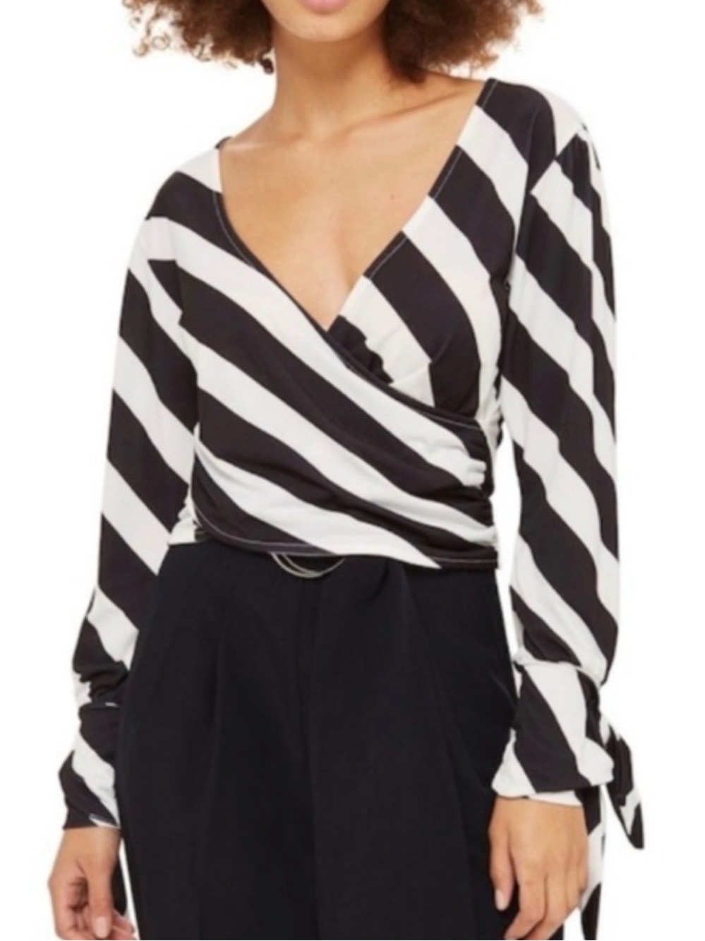 TOPSHOP, wrap, Black and white, tie cuff Sz6